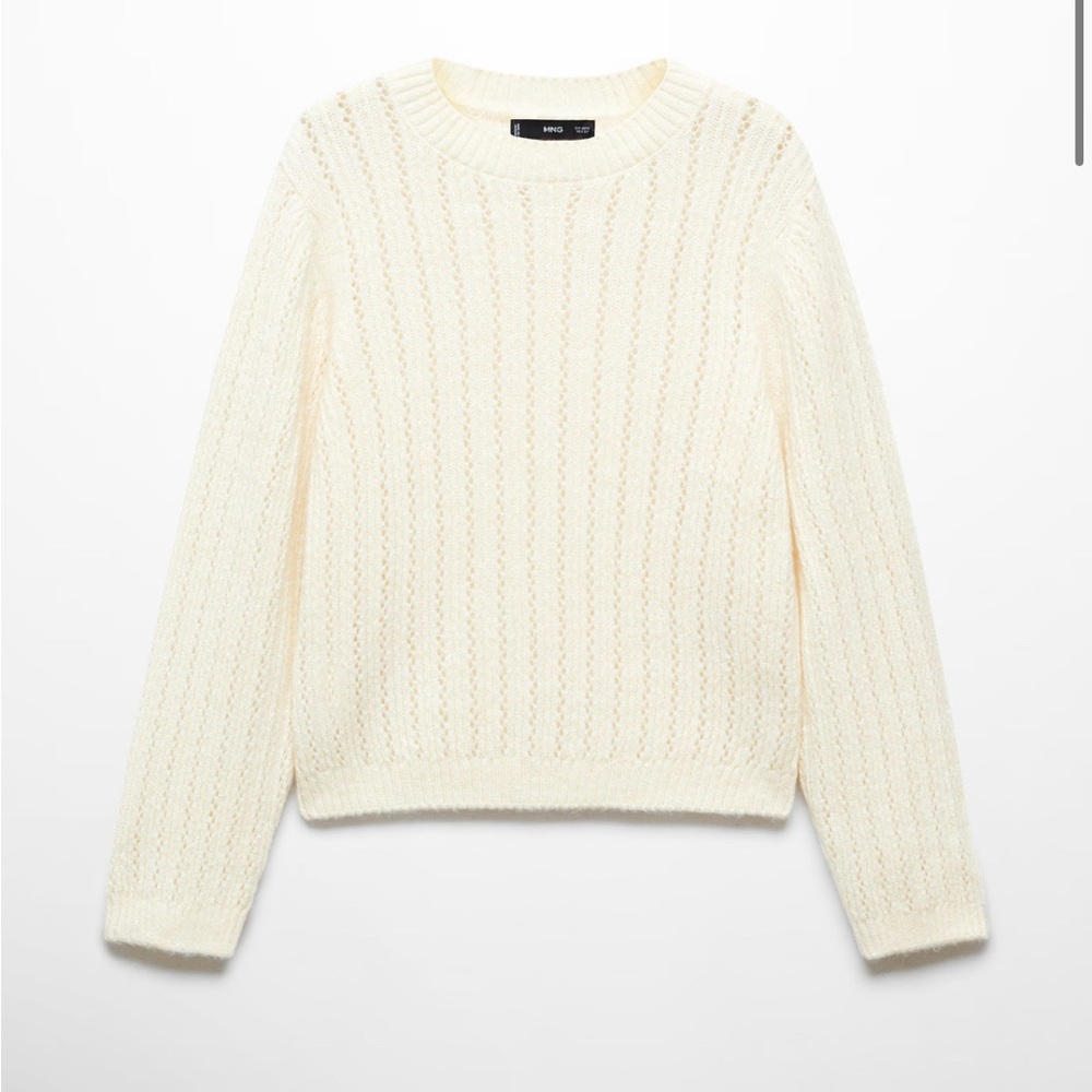 OPEN WORK SWEATER WHITE XXL PLUS SIZE
